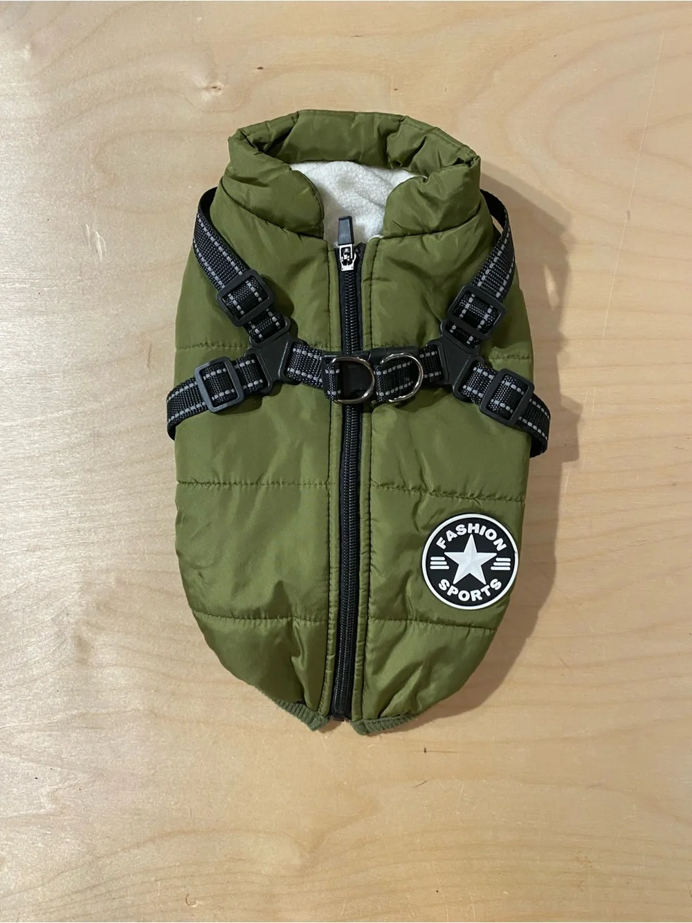 V.PET.B.R Olive Green Quilted Dog Harness Jacket Large (SU)